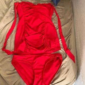 Red a Pea in the Pod maternity swimsuit